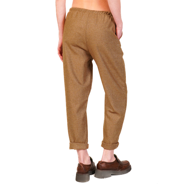 Zeroassoluto-GILDA flannel baggy pants - camel