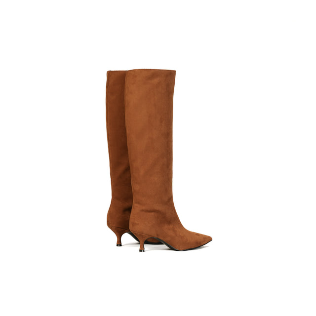 Divine Follie-High Low Heel Boot - Cigar Suede