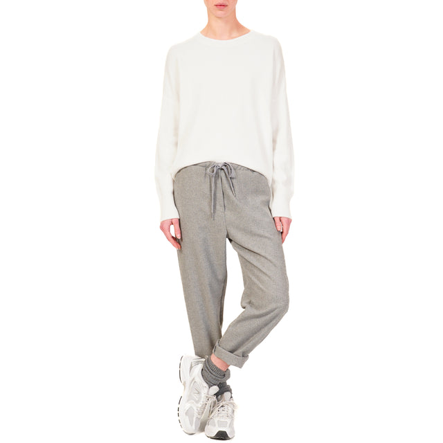 Zeroassoluto-Pantalone GILDA flanella baggy - perla