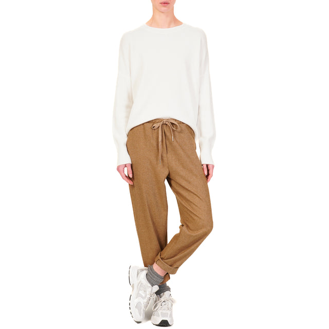 Zeroassoluto-GILDA flannel baggy pants - camel