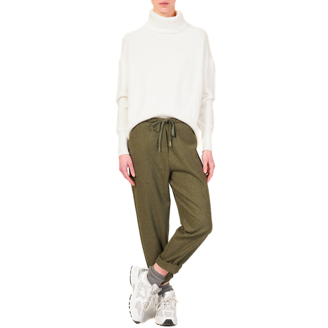 Zeroassoluto-GILDA flannel baggy trousers - military