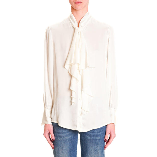 Vicolo-Camicia satin con jabot - off white