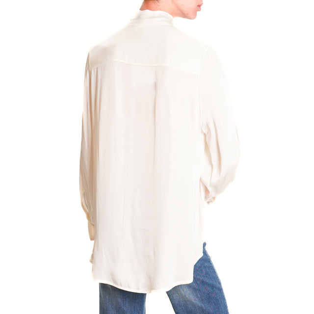 Vicolo-Camicia satin con jabot - off white