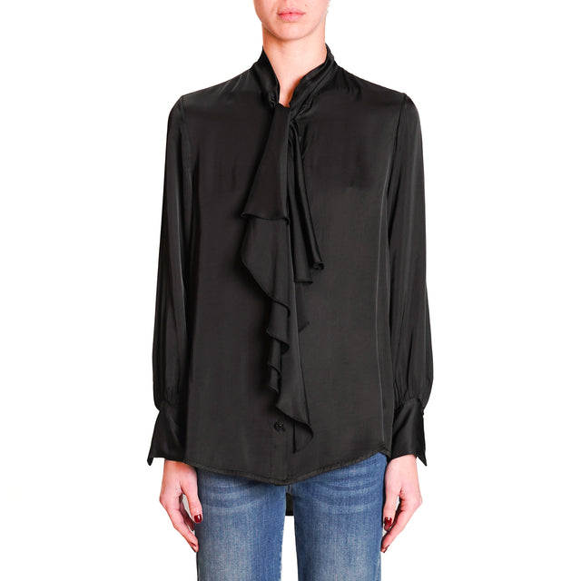 Vicolo-Camicia satin con jabot - nero