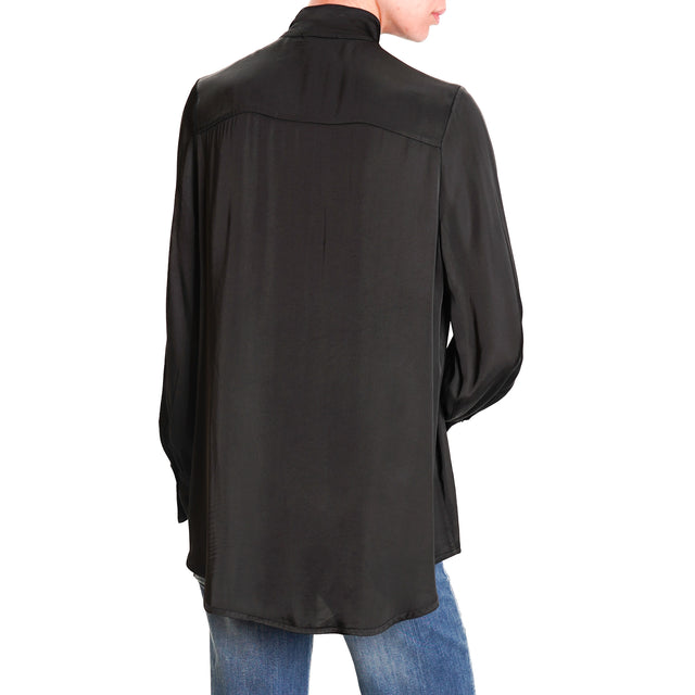 Vicolo-Camicia satin con jabot - nero