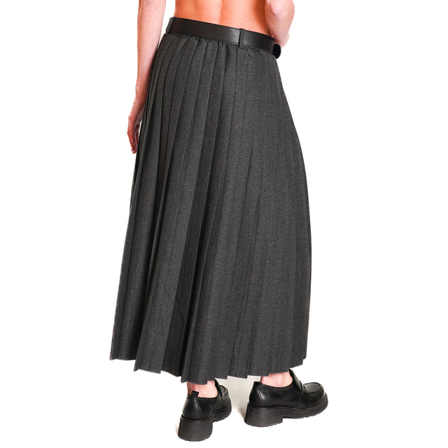 Vicolo-Skirt pleated side slit - anthracite melange