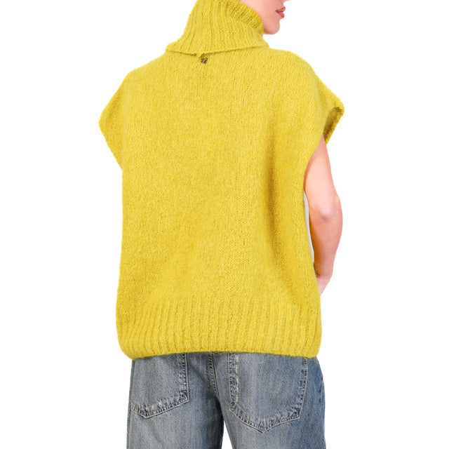 Dixie-Maglia mohair collo alto smanicata - olio