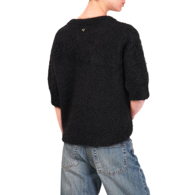 Dixie-Mohair Half Sleeve Sweater - Black