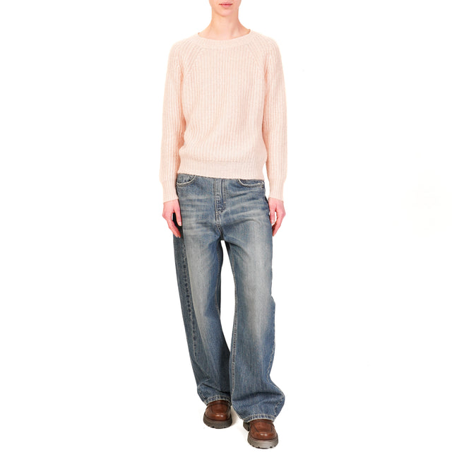 Vicolo-Ribbed Mohair Sweater - pink