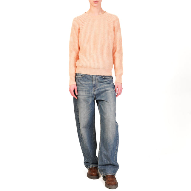 Vicolo-Ribbed Mohair Sweater - Peach