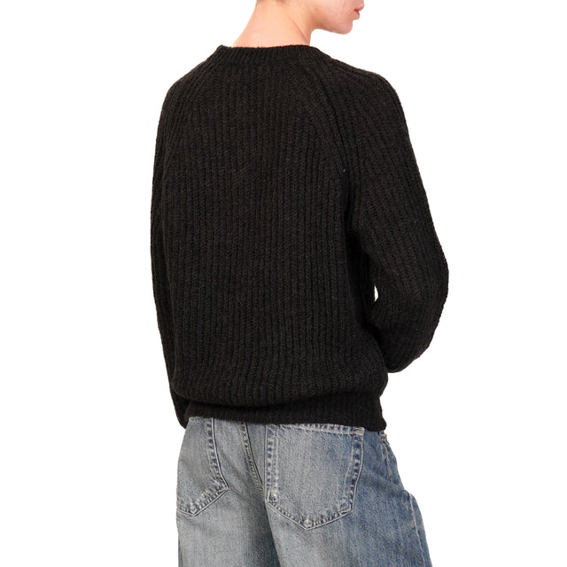 Vicolo-Maglia mohair a coste - nero