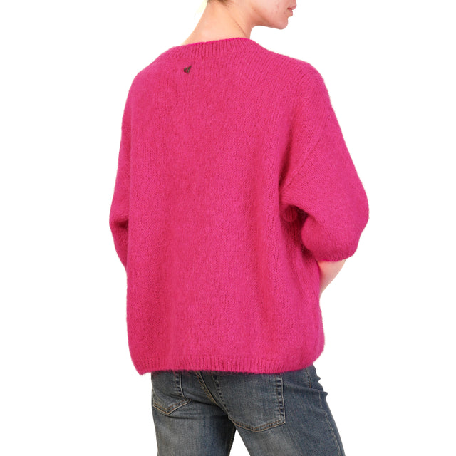 Dixie-Maglia mohair girocollo manica 3/4 - fucsia