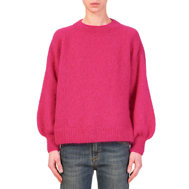 Dixie-Maglia mohair girocollo - fucsia