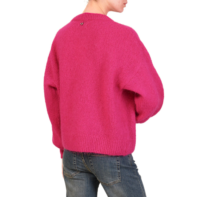 Dixie-Maglia mohair girocollo - fucsia