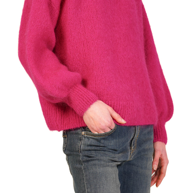 Dixie-Maglia mohair girocollo - fucsia