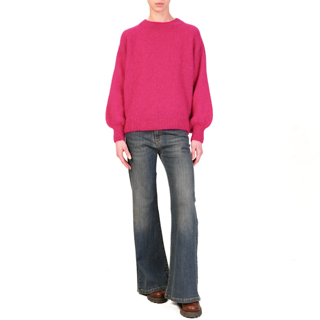 Dixie-Maglia mohair girocollo - fucsia