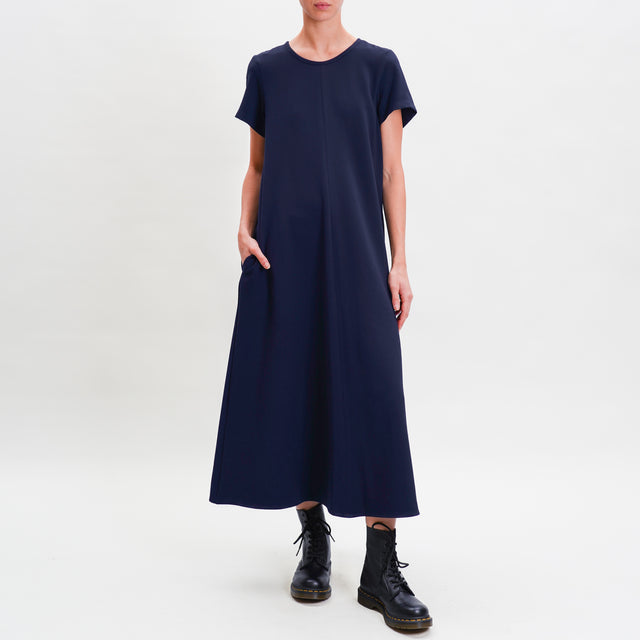 Dixie-Milan stitch dress with pockets - blue