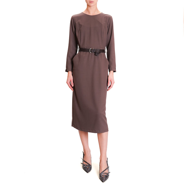 Dixie-Dress with pockets and belt - hazelnut