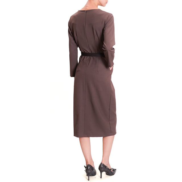 Dixie-Dress with pockets and belt - hazelnut