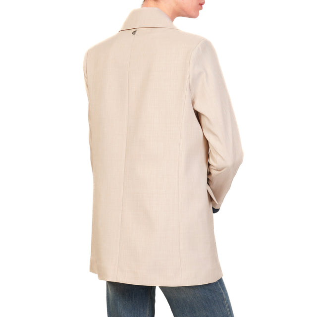 Dixie-Giacca doppio tessuto due bottoni - beige/denim