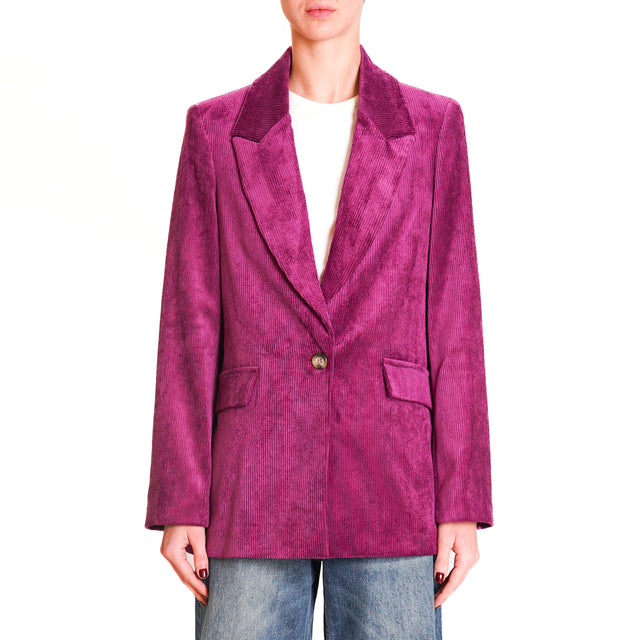 Dixie-500 Stripe Velvet Jacket - Black Cherry