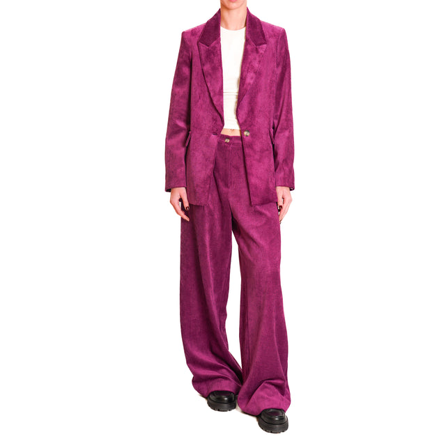 Dixie-500 Stripe Velvet Jacket - Black Cherry