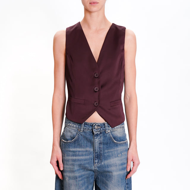 Dixie-Double Fabric Vest 3 Buttons - Aubergine