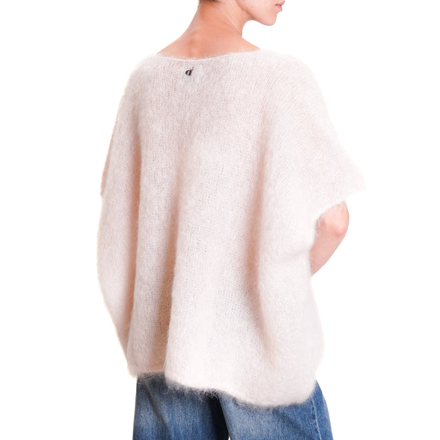 Dixie-Maglia mohair scollo v smanicata - burro