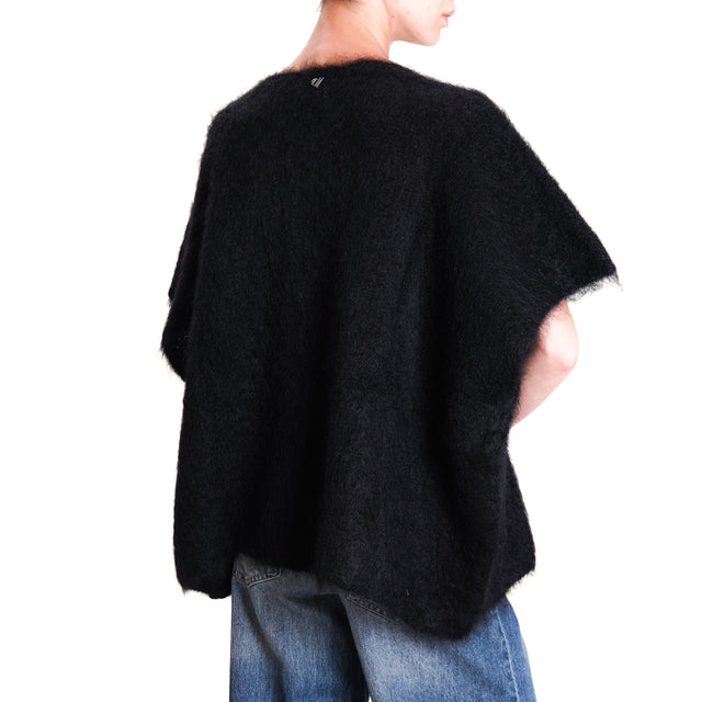 Dixie-Maglia mohair scollo v smanicata - nero