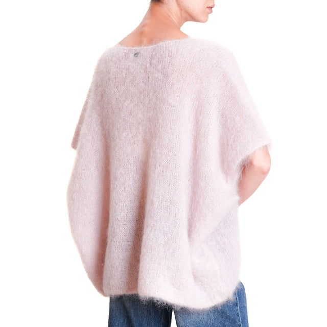 Dixie-Maglia mohair scollo v smanicata - rosa