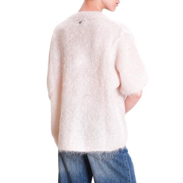 Dixie-Maglia mohair girocollo mezza manica - burro