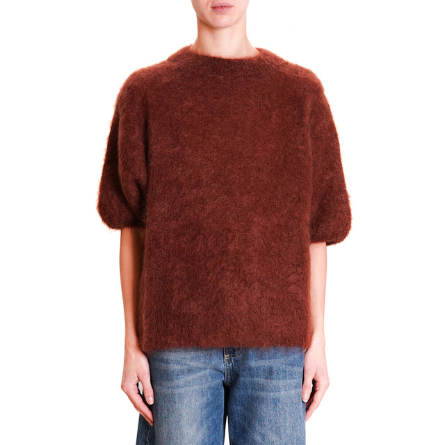 Dixie-Maglia mohair girocollo mezza manica - caffe'