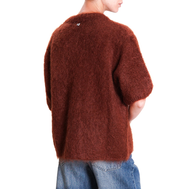 Dixie-Maglia mohair girocollo mezza manica - caffe'