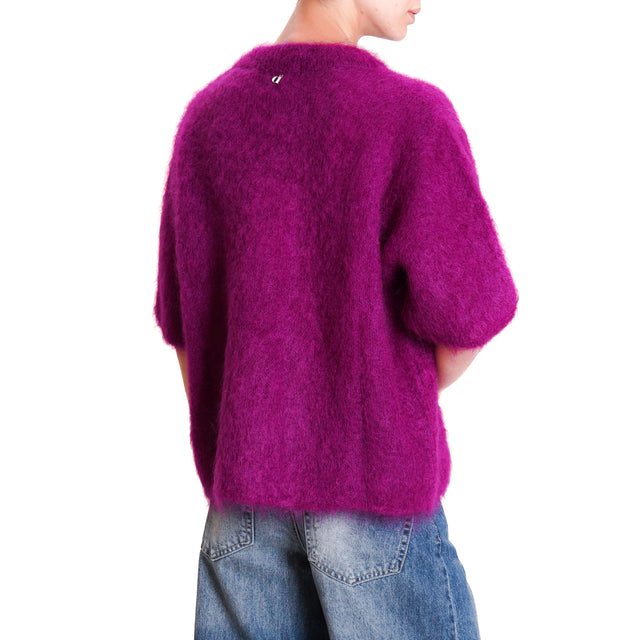 Dixie-Maglia mohair girocollo mezza manica - ortensia