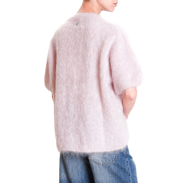 Dixie-Maglia mohair girocollo mezza manica - rosa