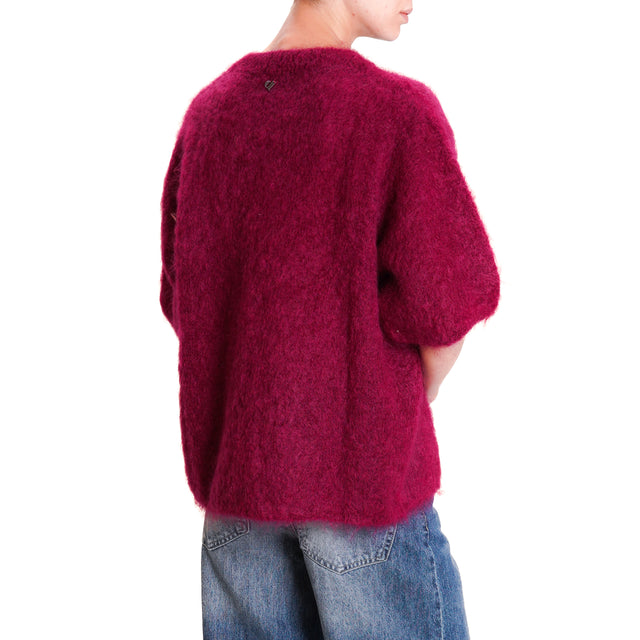 Dixie-Maglia mohair girocollo mezza manica - vino