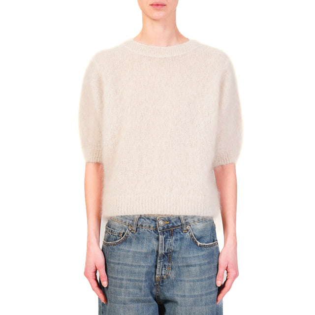 Dixie-Maglia mohair mezza manica - panna