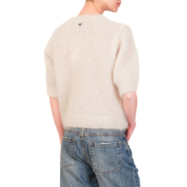 Dixie-Maglia mohair mezza manica - panna