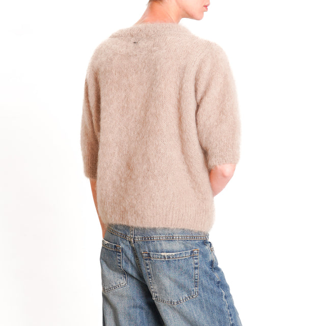 Dixie-Maglia mohair mezza manica - beige