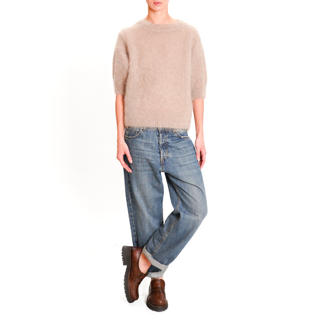 Dixie-Maglia mohair mezza manica - beige