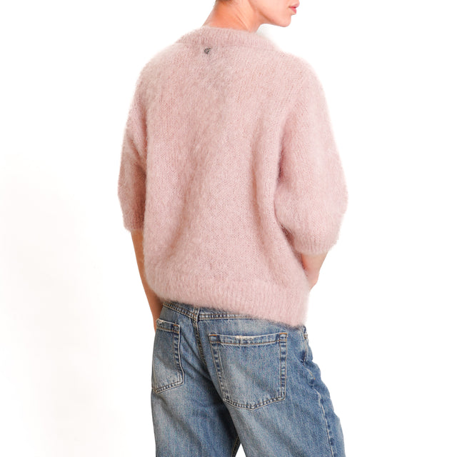 Dixie-Maglia mohair mezza manica - cipria