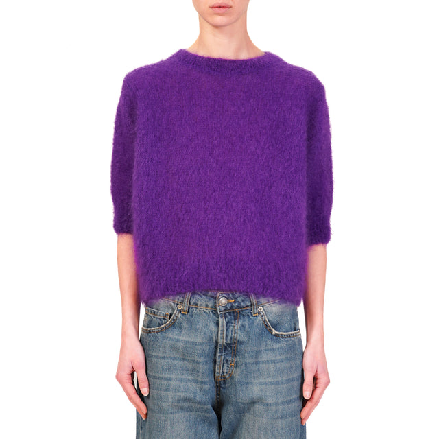 Dixie-Maglia mohair mezza manica - viola