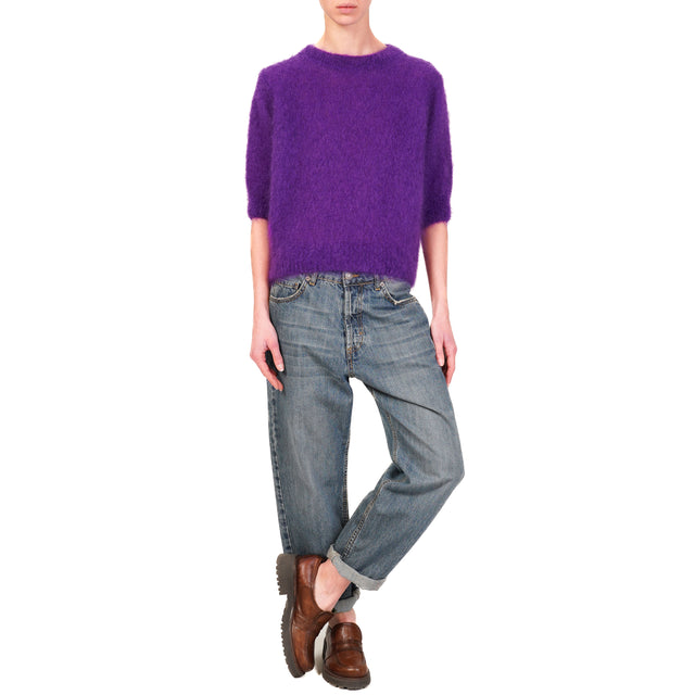 Dixie-Maglia mohair mezza manica - viola