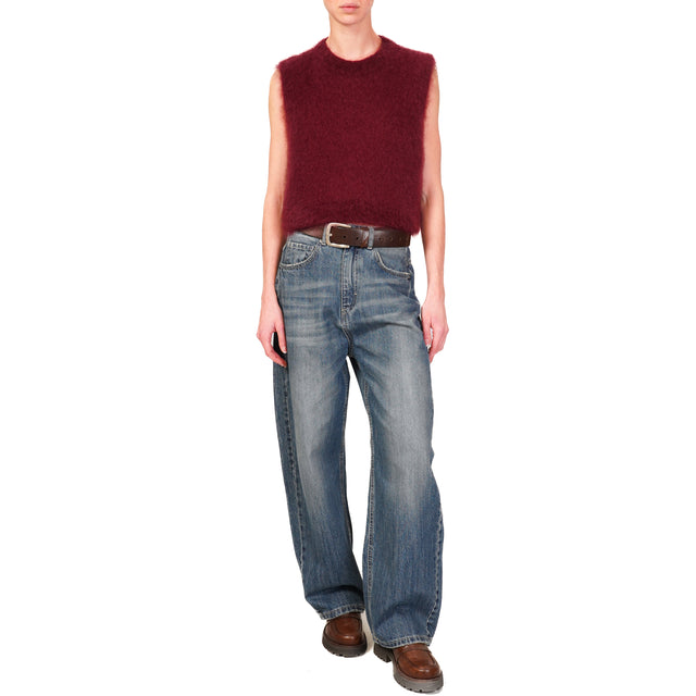 Dixie-Gilet cropped mohair - Bordeaux