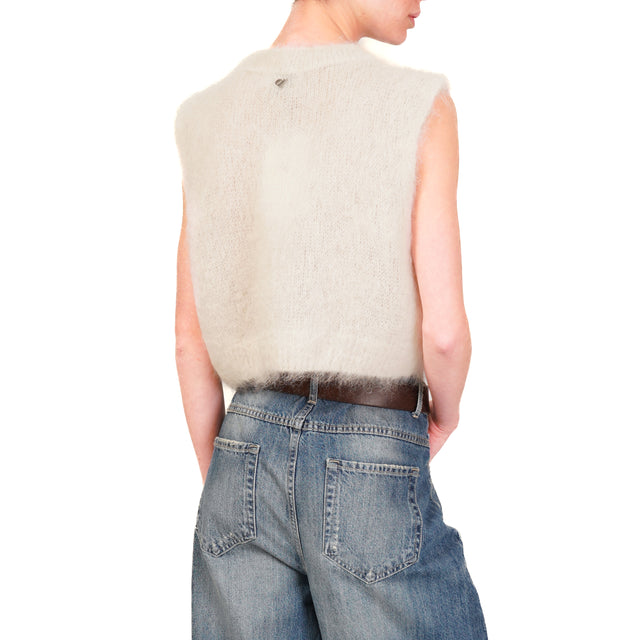 Dixie-Gilet cropped mohair - panna