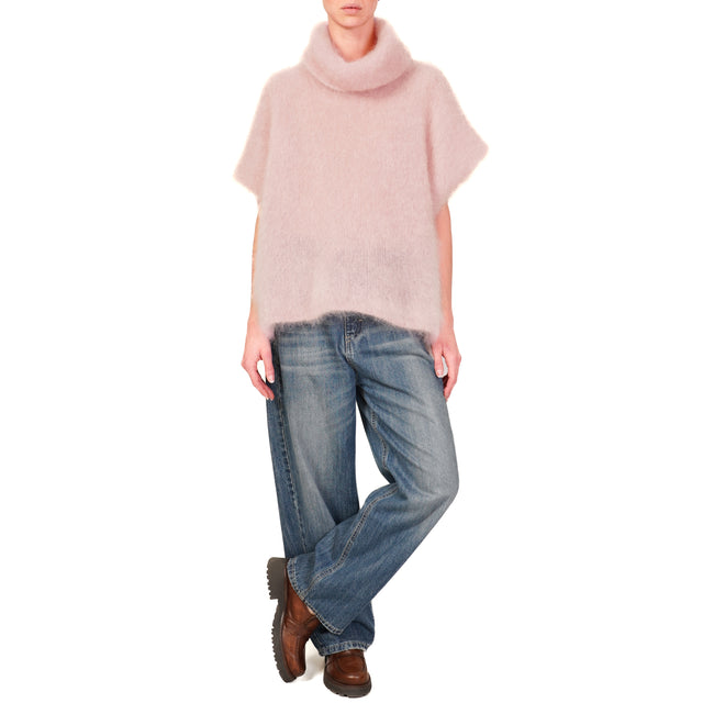 Dixie-Maglia collo alto mohair - cipria