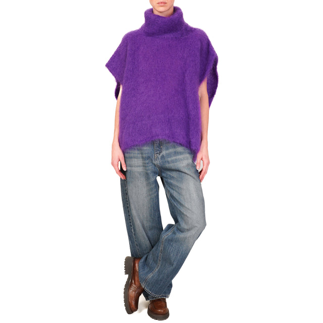 Dixie-Maglia collo alto mohair - viola