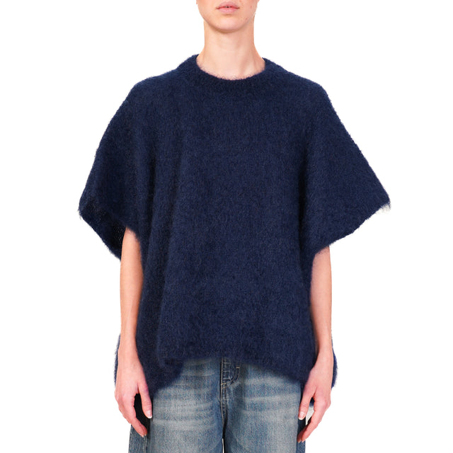 Dixie-Maglia mohair oversize girocollo - blu