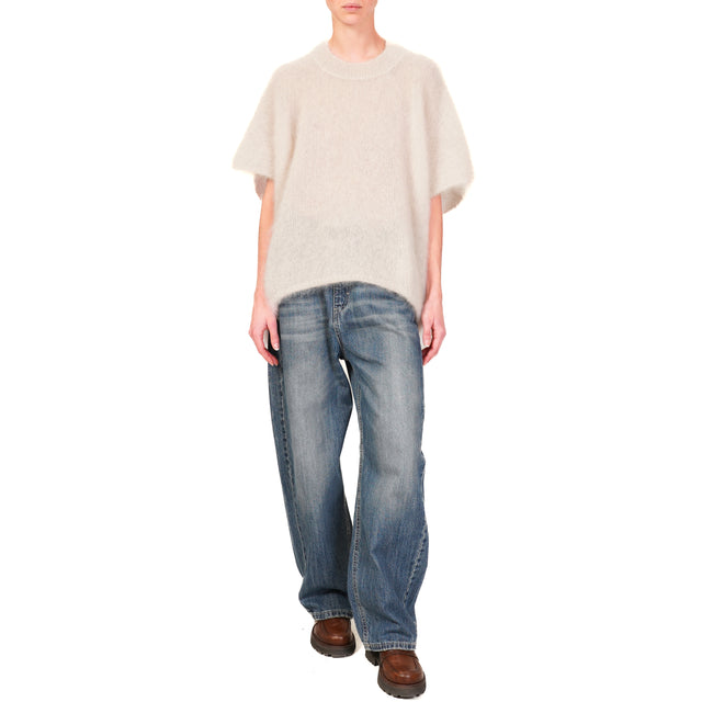 Dixie-Maglia mohair oversize girocollo - panna