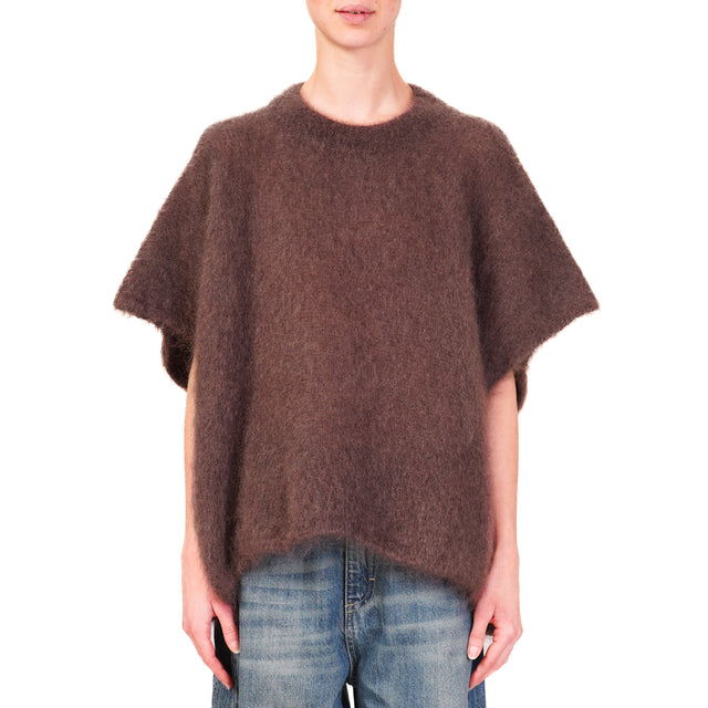 Dixie-Maglia mohair oversize girocollo - moro